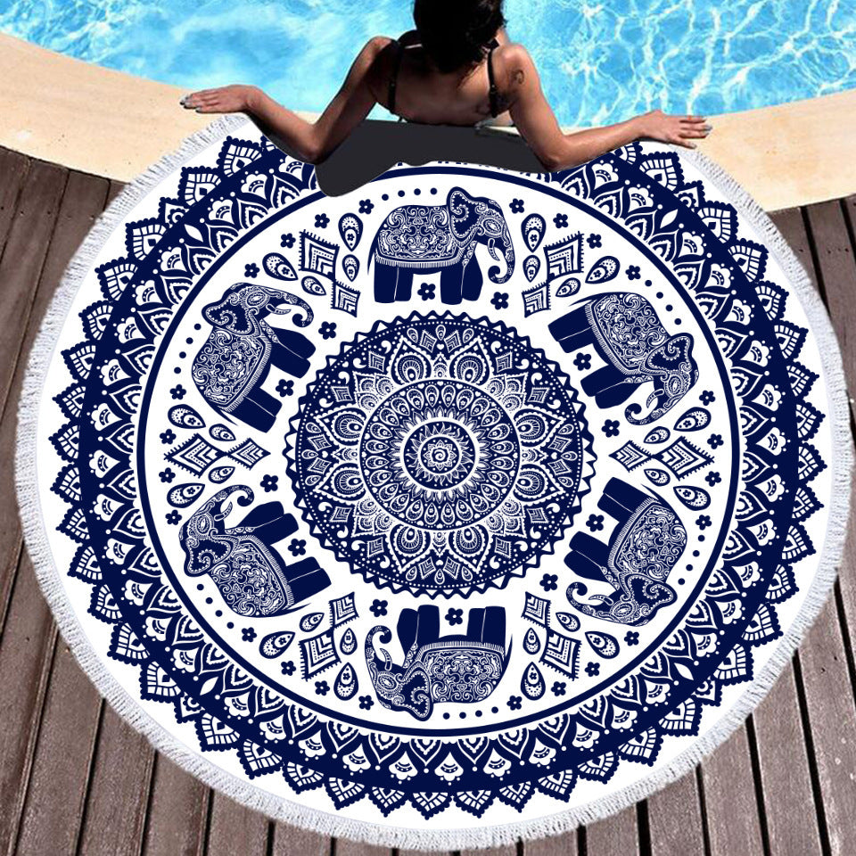 Tie-dye Colorful Digital Printing Microfiber Round Beach Towel - Amazhona 