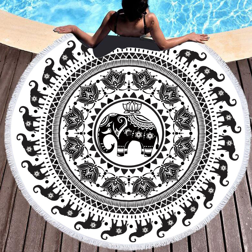 Tie-dye Colorful Digital Printing Microfiber Round Beach Towel - Amazhona 