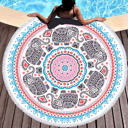 Tie-dye Colorful Digital Printing Microfiber Round Beach Towel - Amazhona 