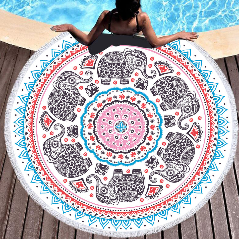 Tie-dye Colorful Digital Printing Microfiber Round Beach Towel - Amazhona 