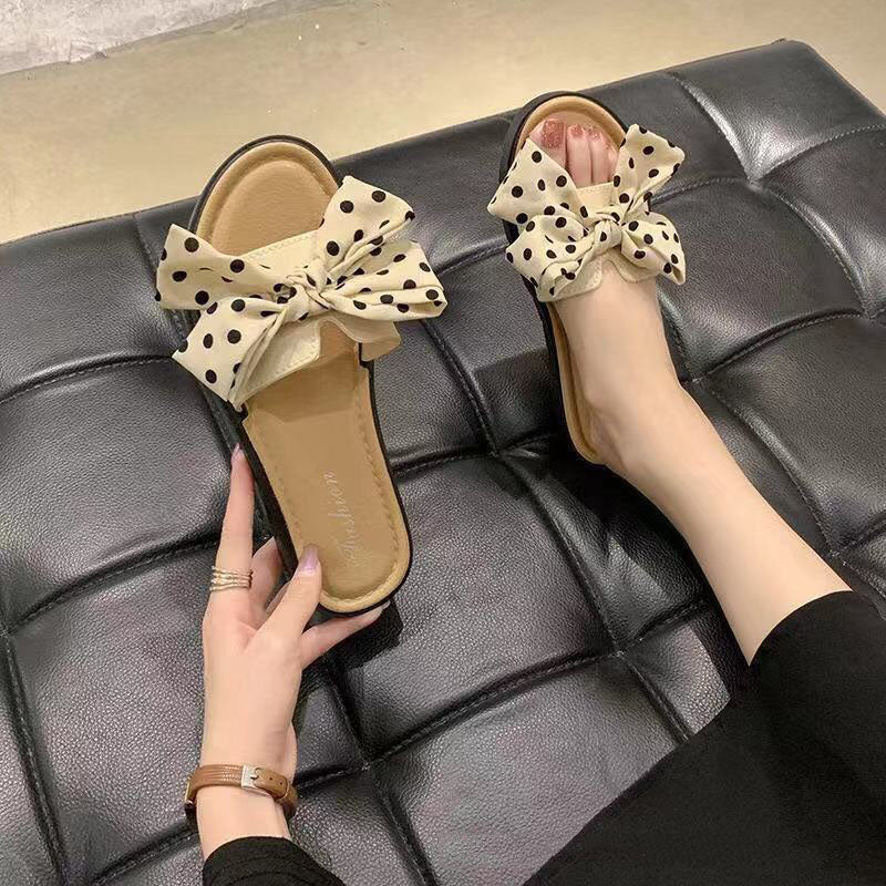 Fashion Ladies Simple Bow Flower Slippers - Amazhona 