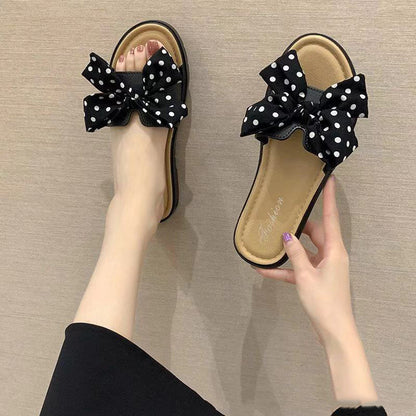 Fashion Ladies Simple Bow Flower Slippers - Amazhona 