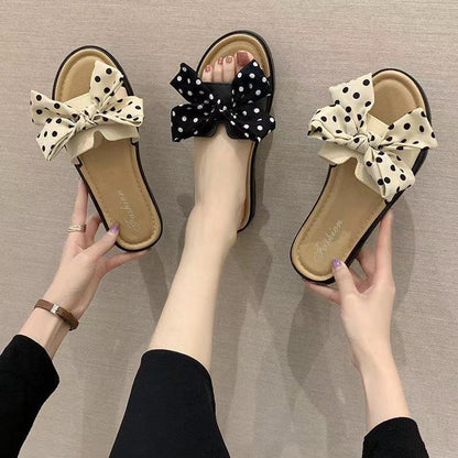 Fashion Ladies Simple Bow Flower Slippers - Amazhona 