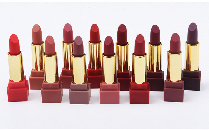 New set of 12-color square tube lipstick matte lipstick - Amazhona 