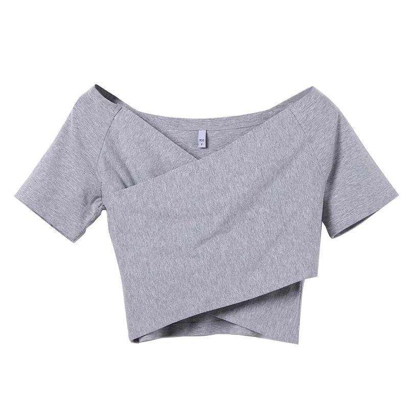 Sexy V-neck Crop T-shirt - Amazhona 