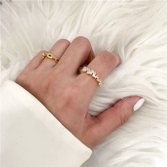 18K Gold Ring Female Ins Fashion Personality Net Red Index Finger Ring Light Luxury Ring - Amazhona 