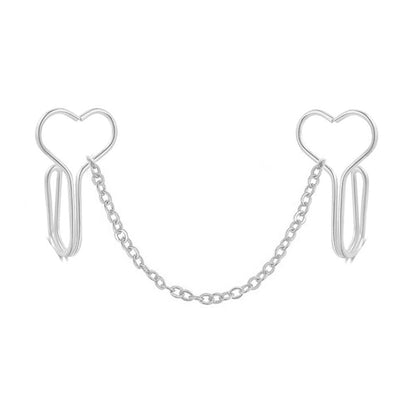 1PCS Fake Piercing Nose Cuff Chain Stainless Steel Heart Fake Nose Ring With Chain Piercing Nariz Fake Nose Cuff Clip On Jewelry - Amazhona 