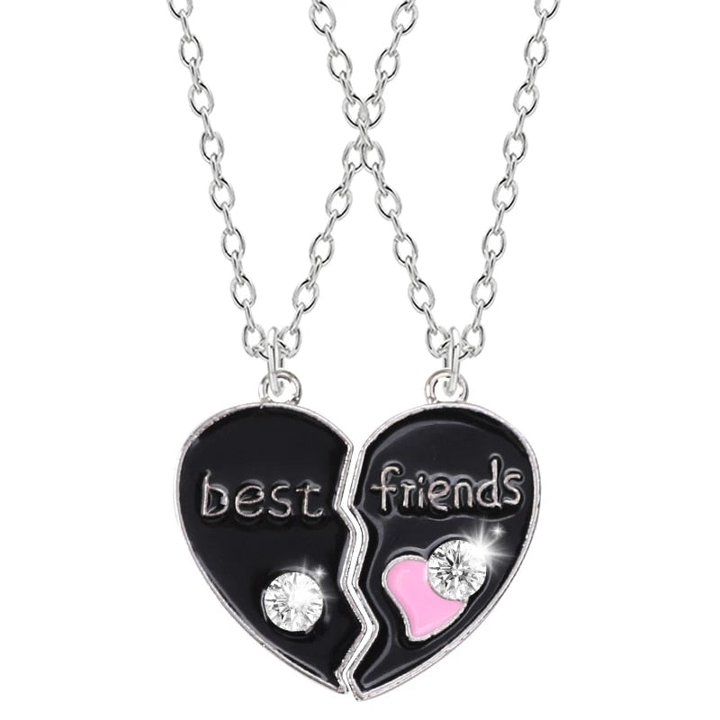 2 Piece Set  Necklace Metal Couple Pendant Necklace Collar Best Friend Bff Friendship Fashion Gift 2021 Jewelry Wholesale - Amazhona 