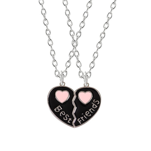 2 Piece Set  Necklace Metal Couple Pendant Necklace Collar Best Friend Bff Friendship Fashion Gift 2021 Jewelry Wholesale - Amazhona 