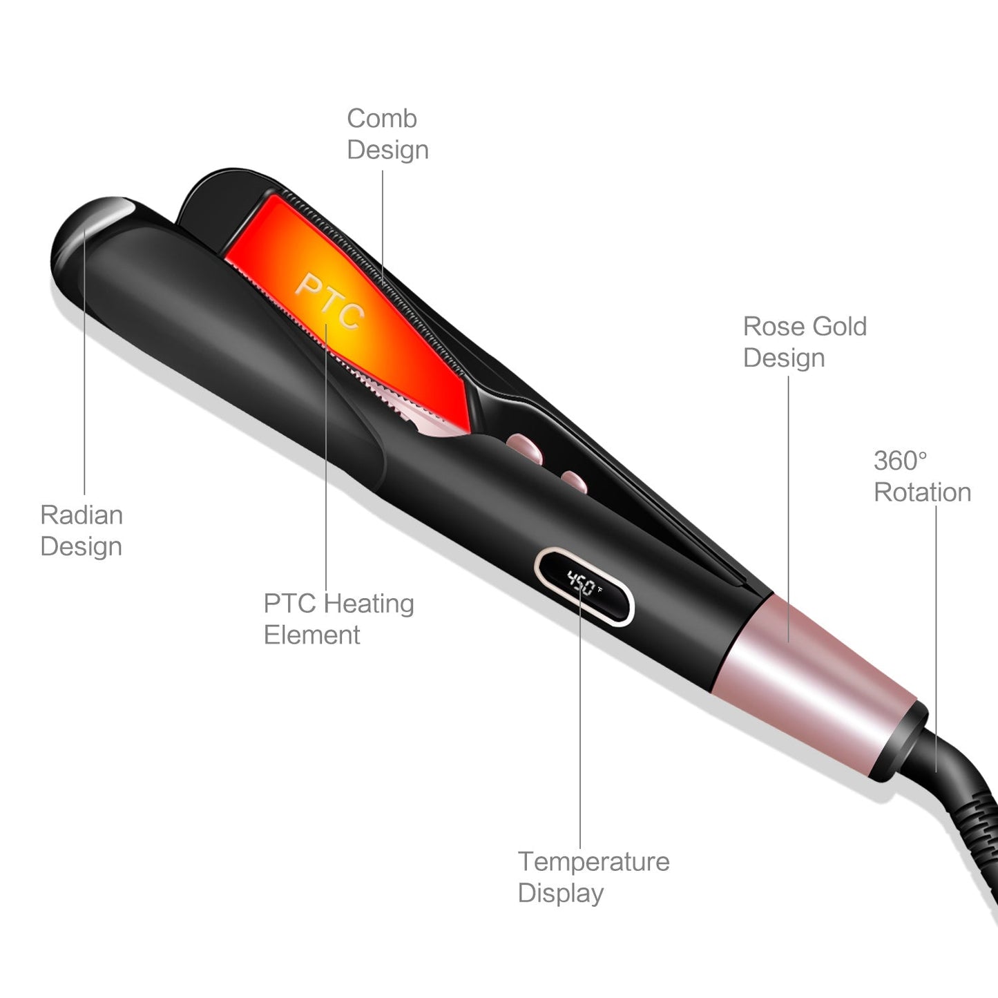 2 in 1 Electric Hair Straightener Ceramic Curling Wand Iron Curler - Amazhona 