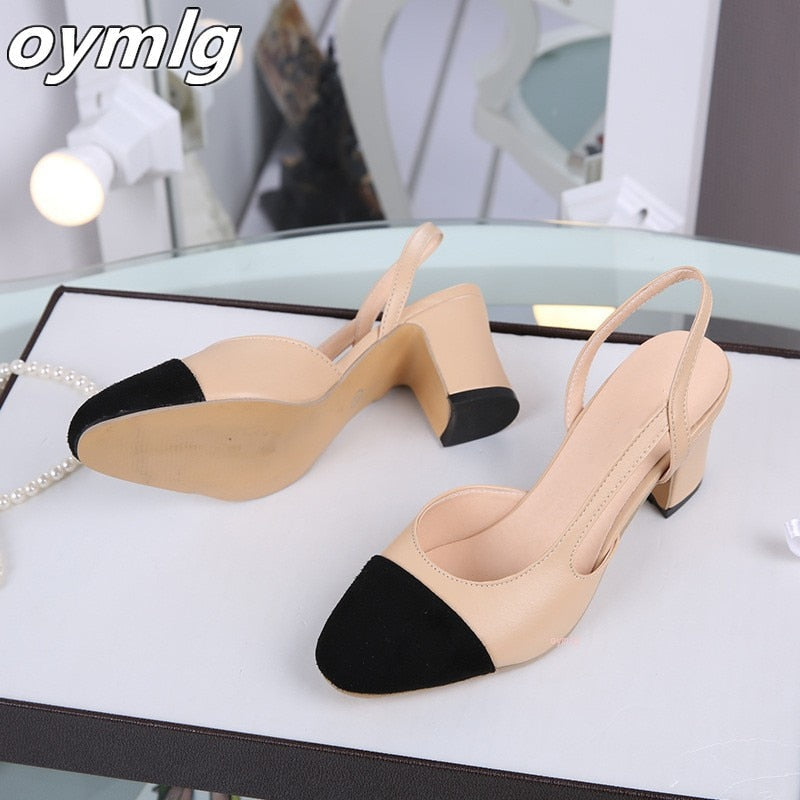 2020 Hot sale Summer Women Shoes Dress Shoes mid Heel Square head fashion Shoes Wedding party Sandals Casual Shoes women - Amazhona 