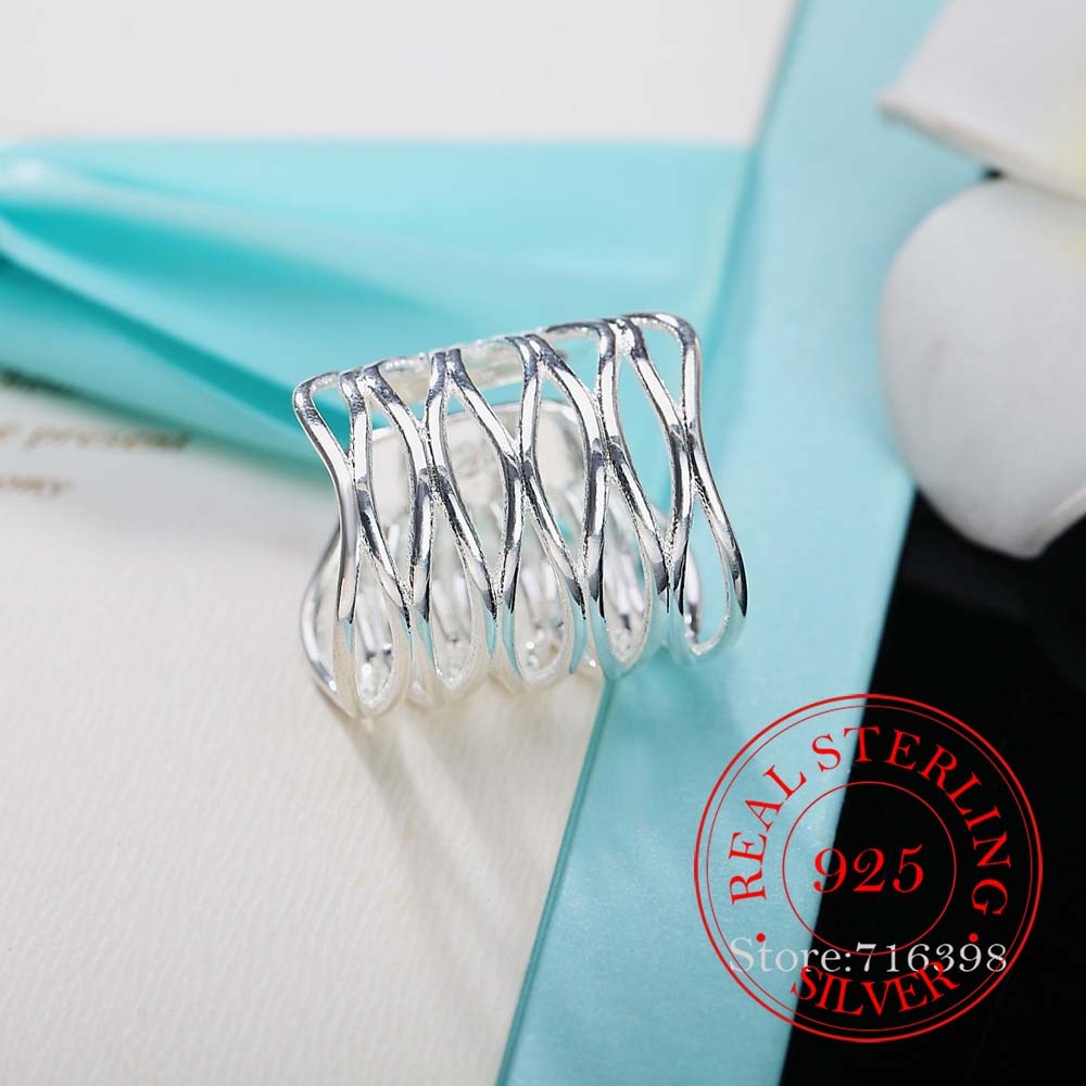 2020 New Retro Antique Open Weave Finger Ring Real 925 Sterling Silver Thumb Rings for Women Ladies Fashion Bohemian Jewelry - Amazhona 