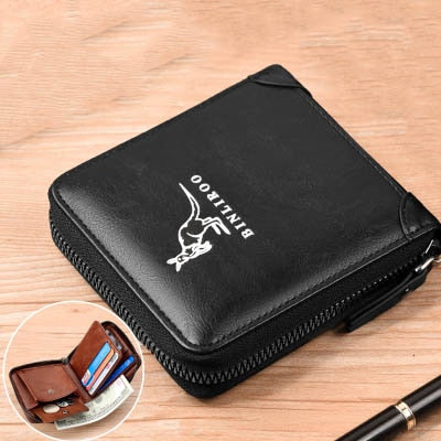 2021 Fashion Men's Coin Purse Wallet RFID Blocking Man Leather Wallet Zipper Business Card Holder ID Money Bag Wallet Male - Amazhona 