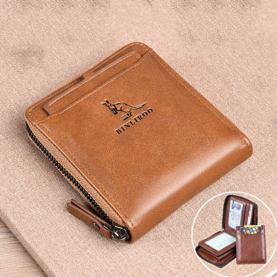 2021 Fashion Men's Coin Purse Wallet RFID Blocking Man Leather Wallet Zipper Business Card Holder ID Money Bag Wallet Male - Amazhona 