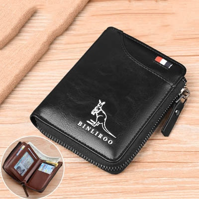 2021 Fashion Men's Coin Purse Wallet RFID Blocking Man Leather Wallet Zipper Business Card Holder ID Money Bag Wallet Male - Amazhona 