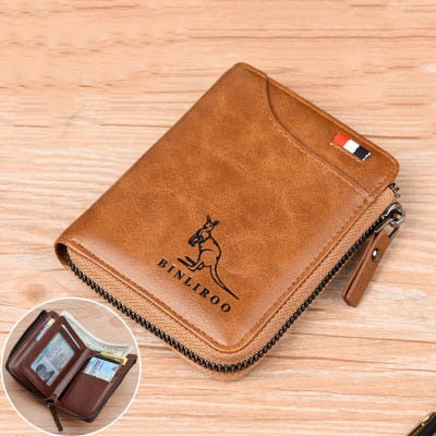 2021 Fashion Men's Coin Purse Wallet RFID Blocking Man Leather Wallet Zipper Business Card Holder ID Money Bag Wallet Male - Amazhona 