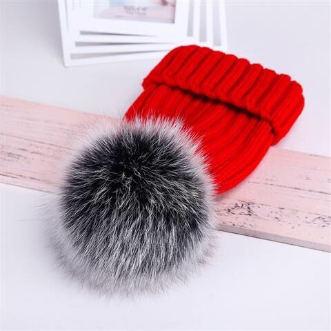 2021 New natural fur pom pom hat fashion winter hat girl wofor men warm beanies High quality fox fur hat - Amazhona 