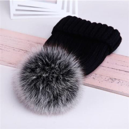 2021 New natural fur pom pom hat fashion winter hat girl wofor men warm beanies High quality fox fur hat - Amazhona 