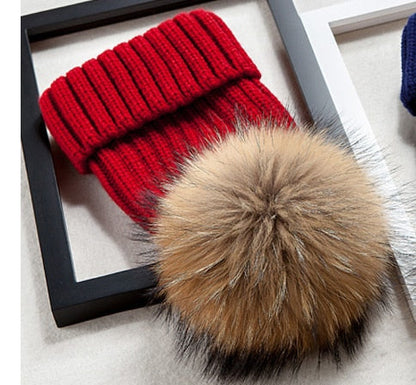 2021 New natural fur pom pom hat fashion winter hat girl wofor men warm beanies High quality fox fur hat - Amazhona 