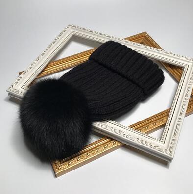 2021 New natural fur pom pom hat fashion winter hat girl wofor men warm beanies High quality fox fur hat - Amazhona 