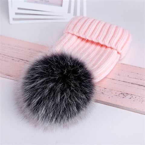 2021 New natural fur pom pom hat fashion winter hat girl wofor men warm beanies High quality fox fur hat - Amazhona 