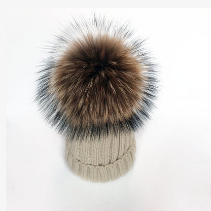 2021 New natural fur pom pom hat fashion winter hat girl wofor men warm beanies High quality fox fur hat - Amazhona 