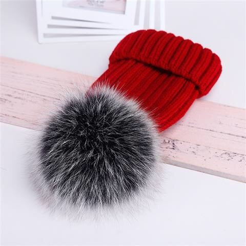 2021 New natural fur pom pom hat fashion winter hat girl wofor men warm beanies High quality fox fur hat - Amazhona 