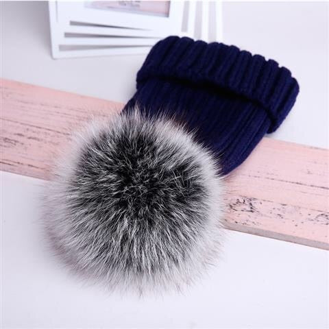 2021 New natural fur pom pom hat fashion winter hat girl wofor men warm beanies High quality fox fur hat - Amazhona 