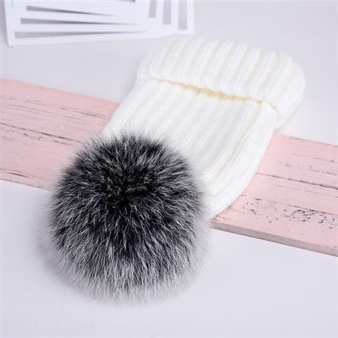 2021 New natural fur pom pom hat fashion winter hat girl wofor men warm beanies High quality fox fur hat - Amazhona 