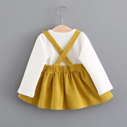 2021 autumn new Korean children's clothing, girls cute rabbit dress, baby baby princess dress 916 - Amazhona 