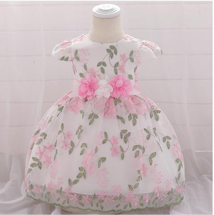 2021 summer children's clothing new baby birthday party wedding dress skirt girls fluffy dress - Amazhona 