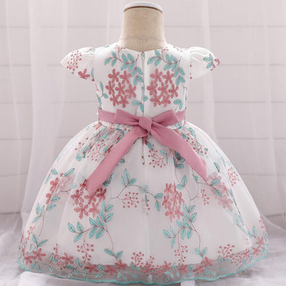 2021 summer children's clothing new baby birthday party wedding dress skirt girls fluffy dress - Amazhona 