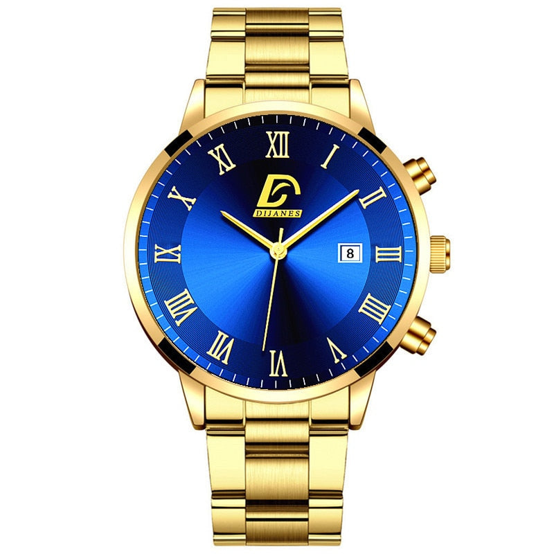 2022 Fashion Mens Gold Stainless Steel Watches Luxury Minimalist Quartz Wrist Watch Men Business Casual Watch relogio masculino - Amazhona 