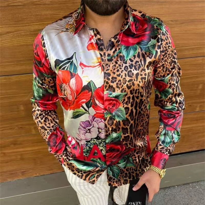 2022 New Men Long Sleeve Print Shirts for Mens Social Luxury Man Designer Clothes Hawaiian Fashionable Elegant Classic Fashion - Amazhona 