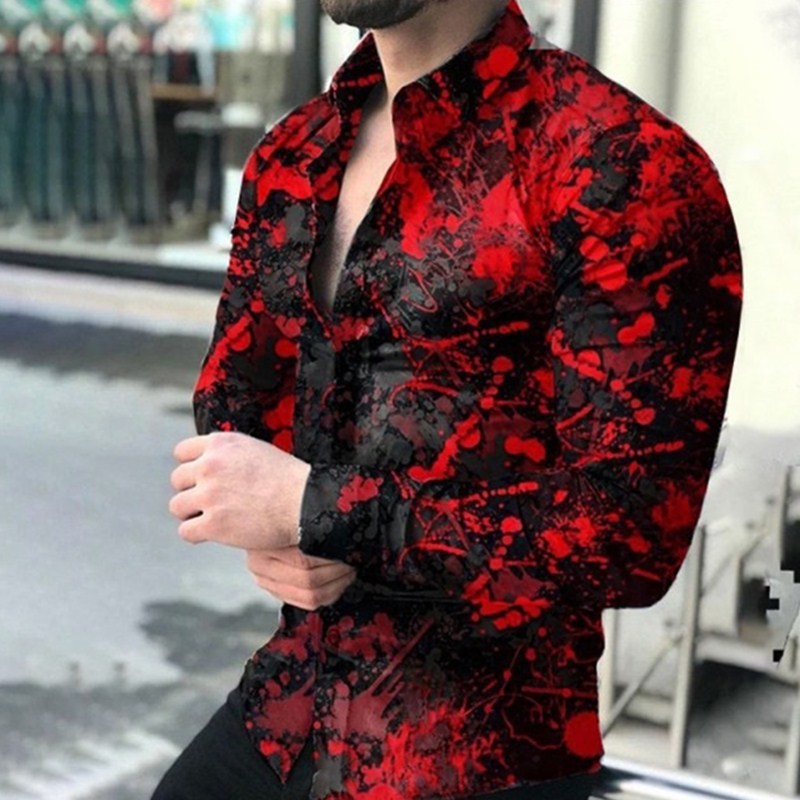 2022 New Men Long Sleeve Print Shirts for Mens Social Luxury Man Designer Clothes Hawaiian Fashionable Elegant Classic Fashion - Amazhona 