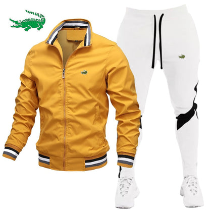 2022 New Men's Jacket Suit Casual Suit Splicing Trousers Bomber Jacket High Quality - Amazhona 