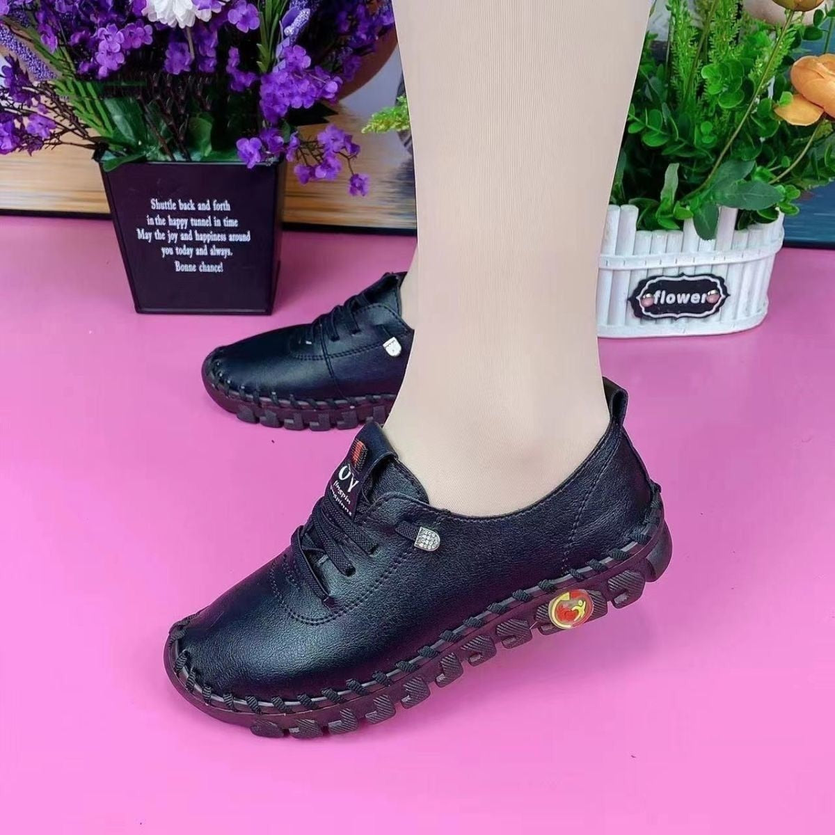 2022 New Spring Casual Women Shoes Platform Loafers 2022 Lace Up Leather Flats Slip-On Mom Shoe Mujer Zapatos Chaussure Femme - Amazhona 