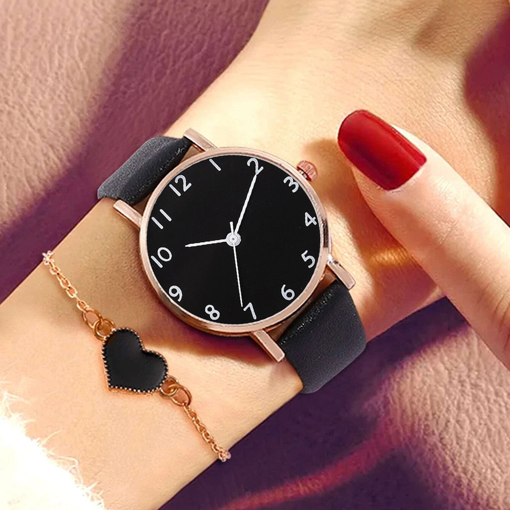 2022 New Watch Women Fashion Casual Leather Belt Watches Simple Ladies Round Dial Quartz Wristwatches Dress Clock Reloj Mujer - Amazhona 