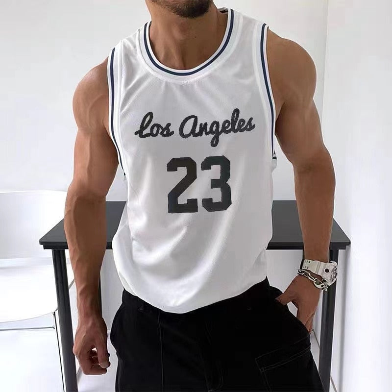 2022 Summer Men's Sport Vest Gyms Fitness Mesh Tank Tops Joggers Sleeveless T-Shirt Male Basketball Training Fashion No. 23 Vest - Amazhona 