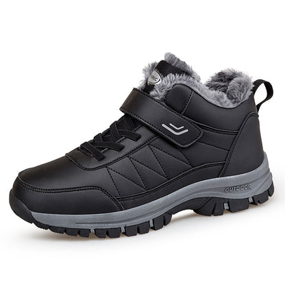 2022 Winter Men Boots Waterproof Leather Sneakers Snow Boots Outdoor Male Hiking Boots Work Shoes High Top Non-slip Ankle Boots - Amazhona 