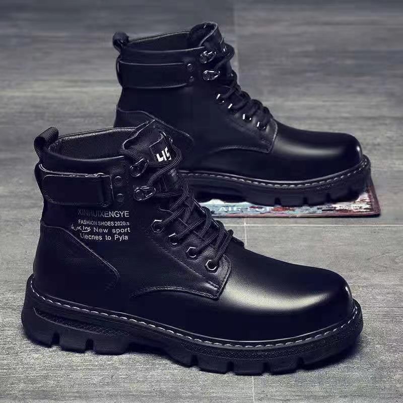 2023 Men Leather shoes High Top Fashion Winter Warm Snow shoes Dr. Motorcycle Ankle Boots Couple Unisex boots - Amazhona 