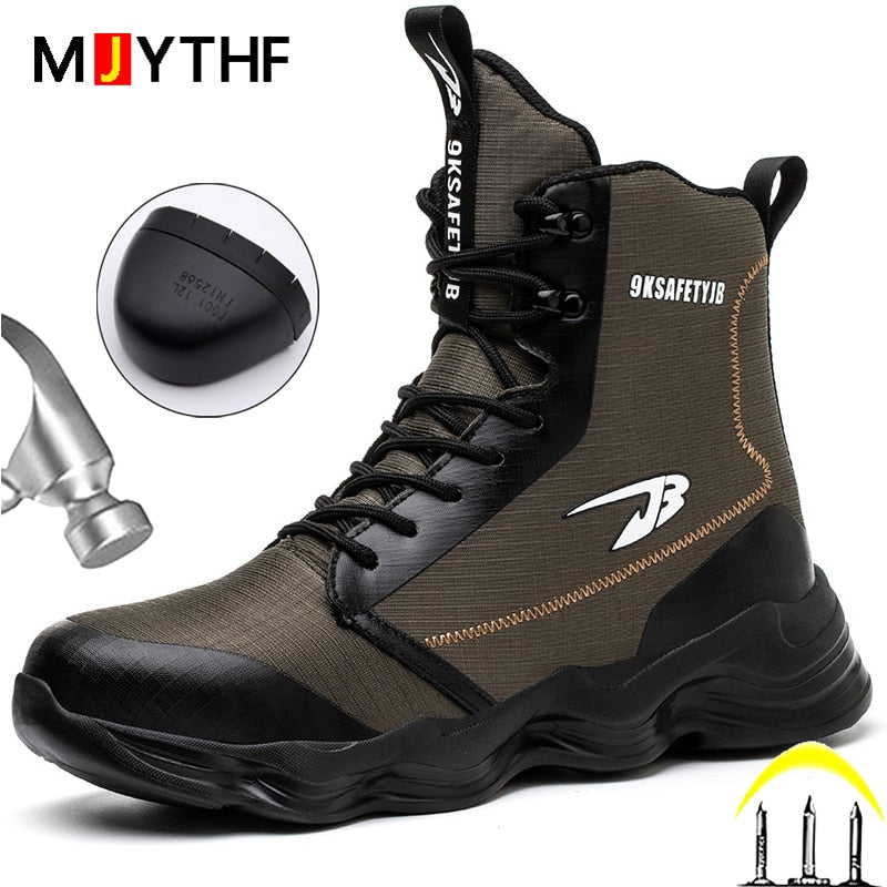 2023 New Safety Shoes Men Boots High Top Work Sneakers Steel Toe Cap Anti-smash Puncture-Proof work Boots Indestructible Shoes - Amazhona 