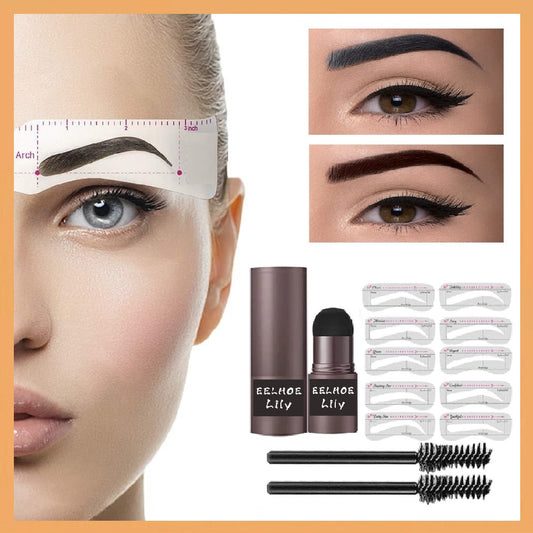 2023 Professional One Step Eyebrow Stamp Shaping Set Pen Pencil Gel Waterproof Women Makeup Perfect Brows Stencil And Kit Tattoo - Amazhona 