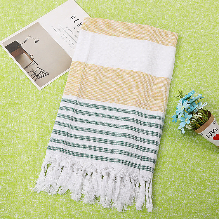 Cotton striped beach towel 100x180cm - Amazhona 