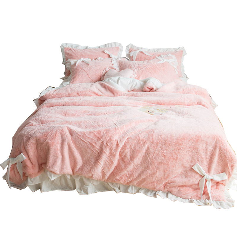 Quilt Cover Three-piece Princess Style Solid Color Bed Sheet - Amazhona 