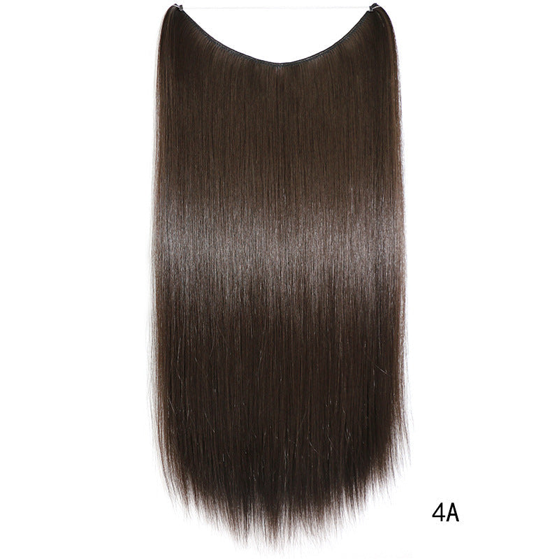 22 inches Invisible Wire No Clips in Hair Extensions Secret Fish Line Hairpieces Silky Straight Synthetic - Amazhona 