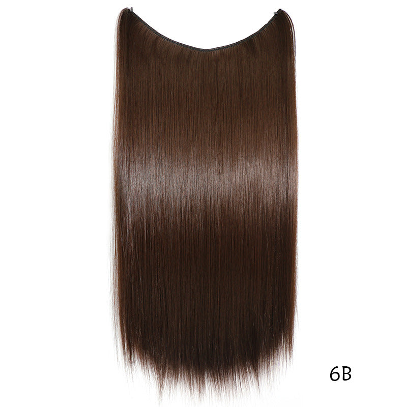 22 inches Invisible Wire No Clips in Hair Extensions Secret Fish Line Hairpieces Silky Straight Synthetic - Amazhona 