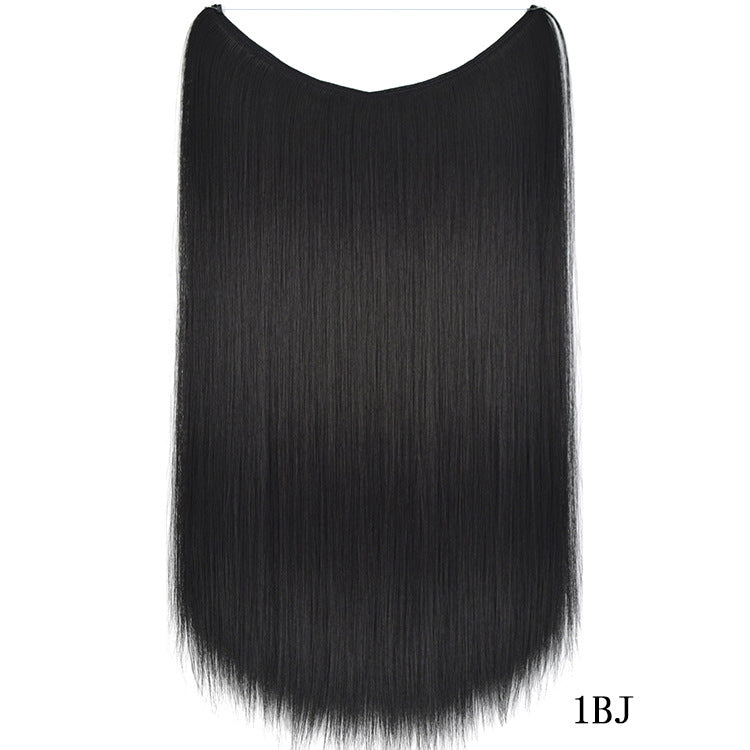 22 inches Invisible Wire No Clips in Hair Extensions Secret Fish Line Hairpieces Silky Straight Synthetic - Amazhona 