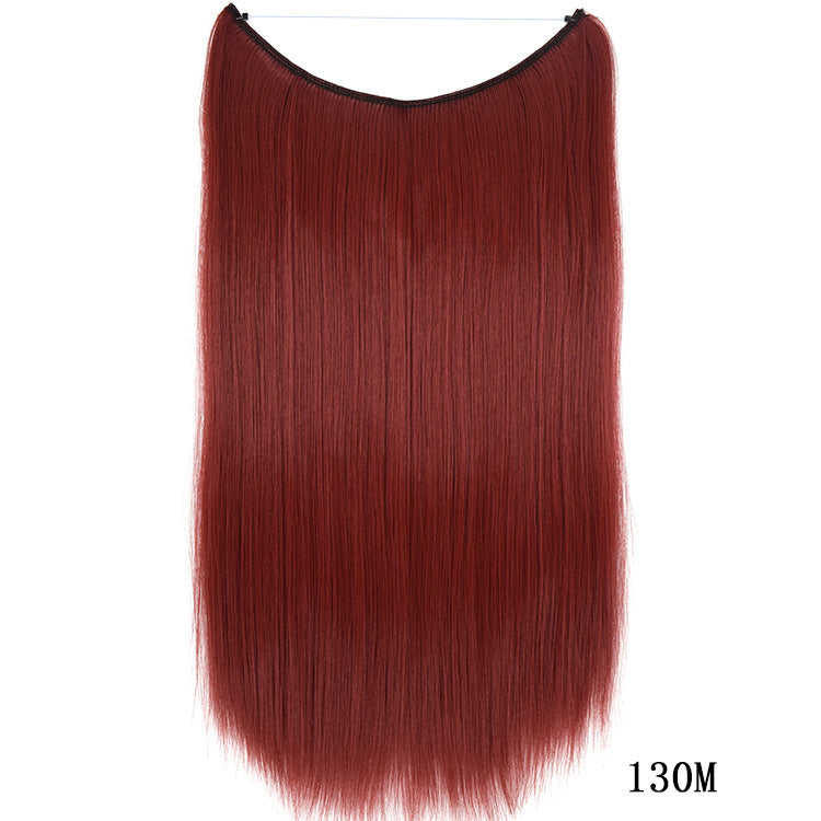 22 inches Invisible Wire No Clips in Hair Extensions Secret Fish Line Hairpieces Silky Straight Synthetic - Amazhona 