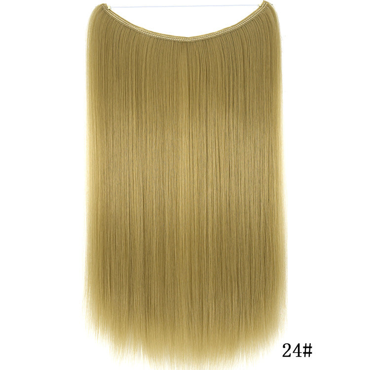 22 inches Invisible Wire No Clips in Hair Extensions Secret Fish Line Hairpieces Silky Straight Synthetic - Amazhona 